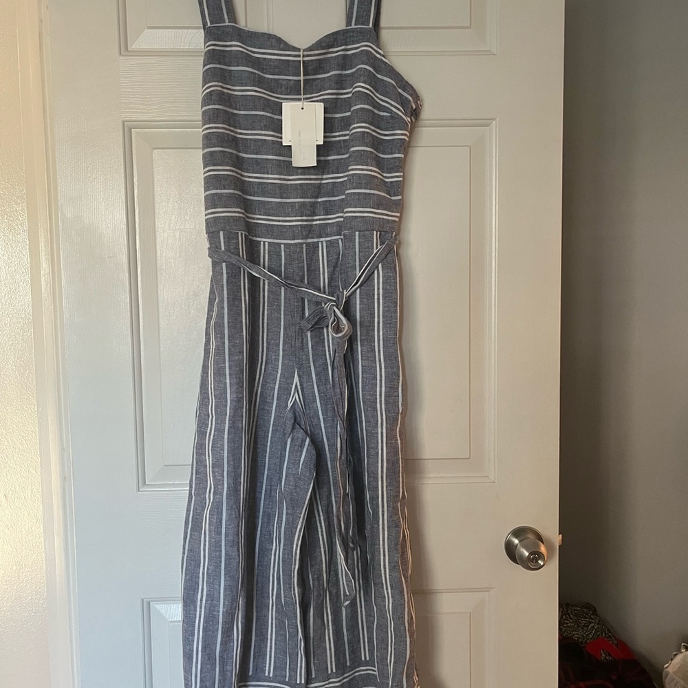 beachlunchlounge Blue and White Striped Jumpsuit | M | NWT - Picture 2 of 7